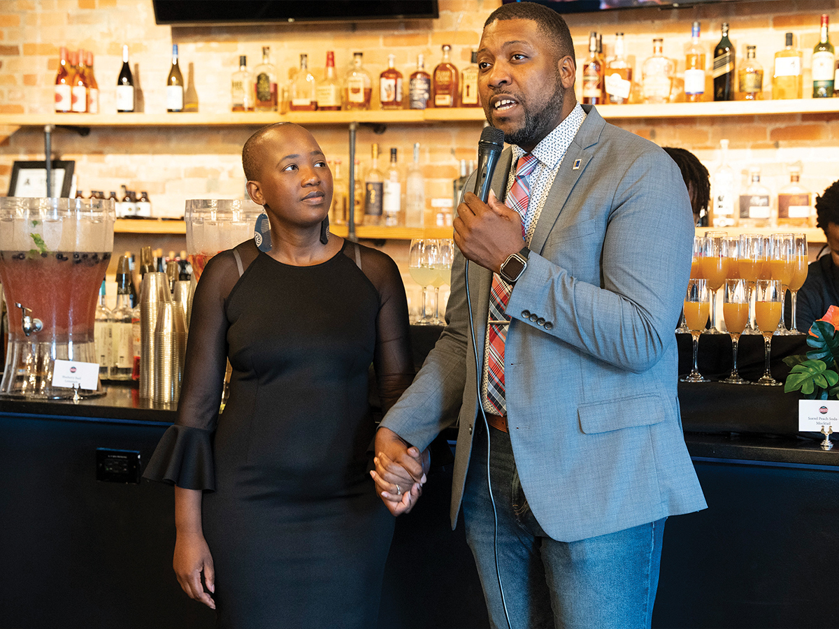 Leo Williams and his wife, Zweli, in their restaurant